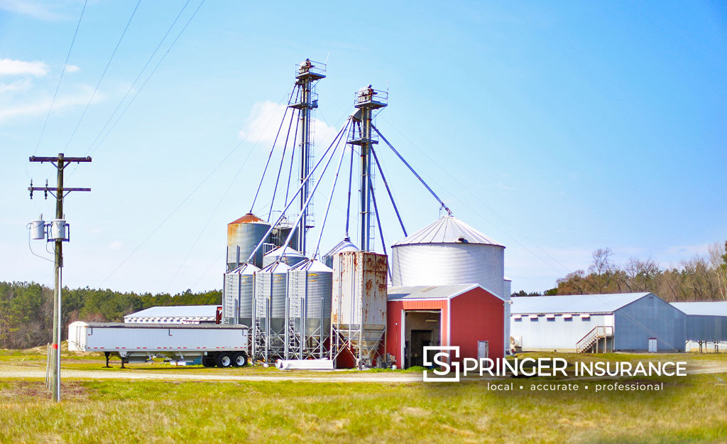 Some grain silos in Kenbridge Virginia on South Hill Road